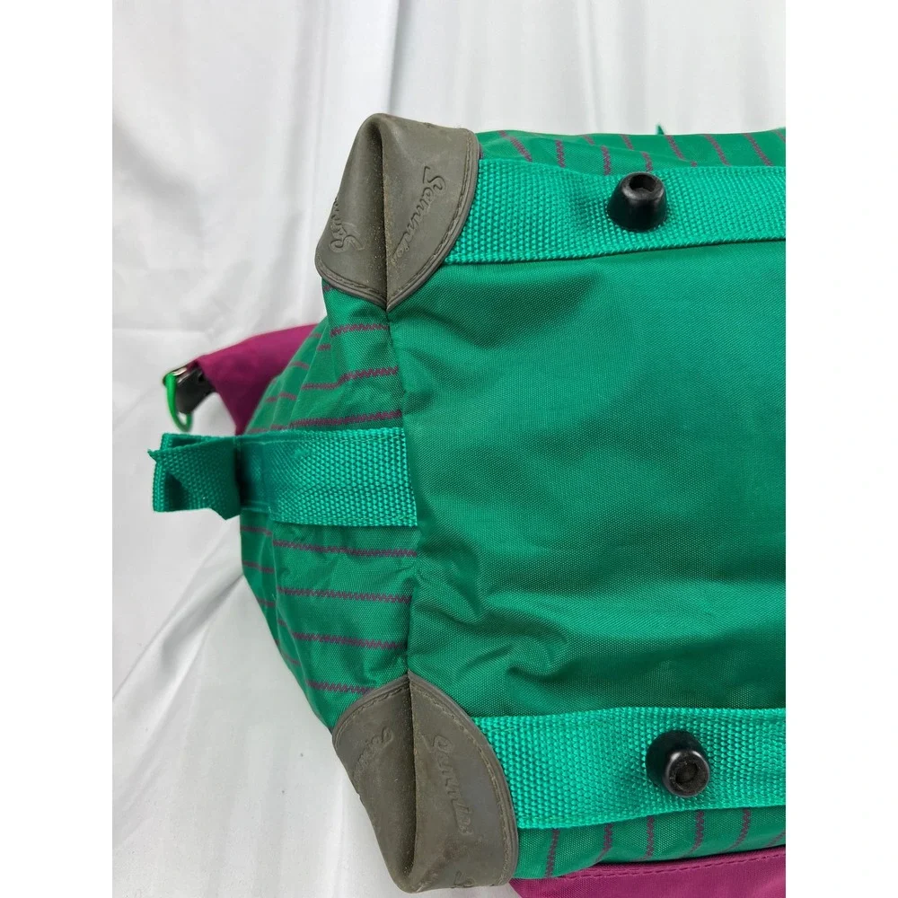 Samsonite Sammies Duffel Bag Unisex Large 1991 Vintage Green Magenta Pinstripe